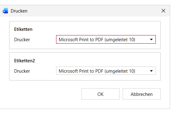 Printer selection per target in the Dispatch Manager
